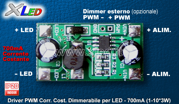 Driver DC/DC Corrente Costante 700mA 1÷10 LED