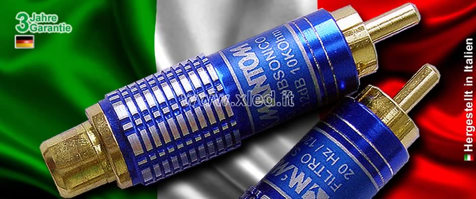 Passives Inline-Subsonic-Filter RCA 20Hz 12dB/Okt. - Subsonic filter for turntable - Hergestellt in Italien von McMANTOM - Milano
