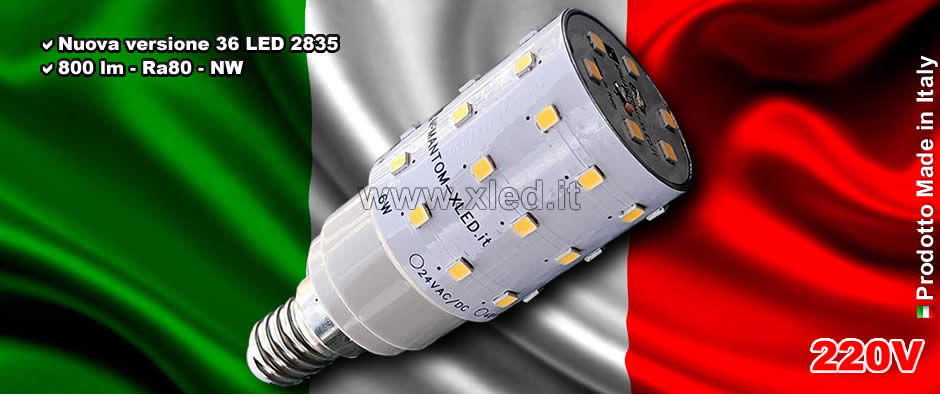 Lampadina LED 6W E14 220V Neutral White - Made in Italy