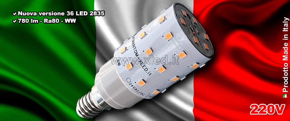 Lampadina LED 6W E14 220V Warm White - Made in Italy
