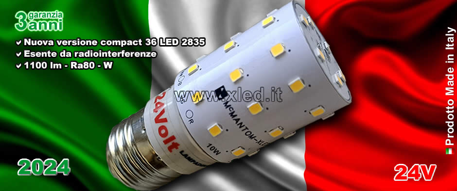 24V - Lampadina LED 10W E27 1100lm White - Compact - Made in Italy - HS 85395000 - Lamps with light-emitting diodes (LED) - Country of origin: Italy