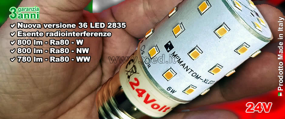 Nuova lampadina 24VAC/DC 6W 36 LED SMD2835 - Made in Italy