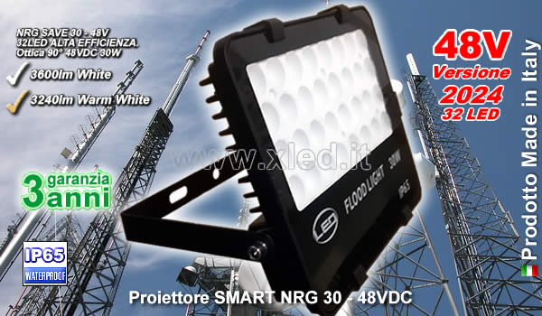 Proiettore LED da esterno IP65 SMART NRG 30 48VDC - 2023 - McMANTOM - Milano - Made in Italy